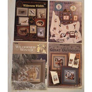 Wilderness Wildlife Cross Stitch Pattern Book Lot Wolf Moose Stoney Creek Fish